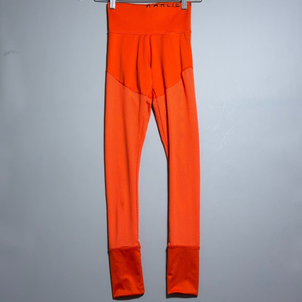 Adidas Karlie Kloss High Waisted Leggings Womens Size XS Mesh Orange Athleisure